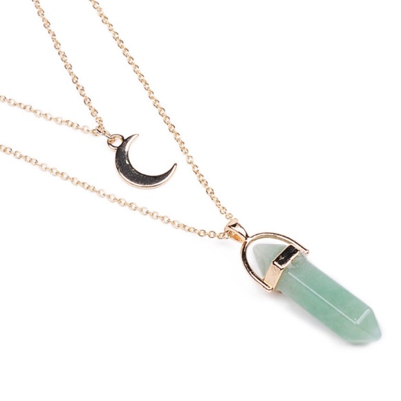 //CLEARANCE//Moon Crystal Layered Choker Necklace - Picture 4 of 8